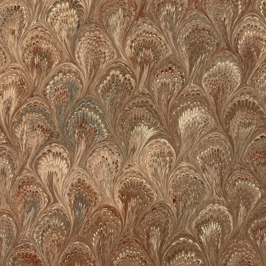 Hand Marbled Paper Peacock Pattern in Brown Tones ~ Berretti Marbled Arts